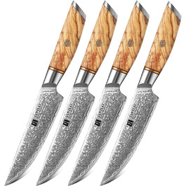 Набор из 4 ножей для стейка из дамасской стали XINZUO