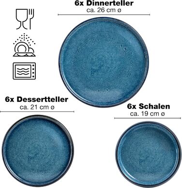 Набор посуды на 6 персон 18 предметов Blue Solid Moritz & Moritz