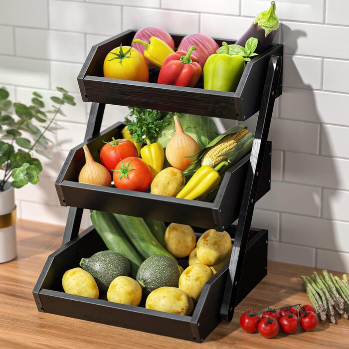 Бамбуковая этажерка для фруктов 41,3 см Black G.a HOMEFAVOR