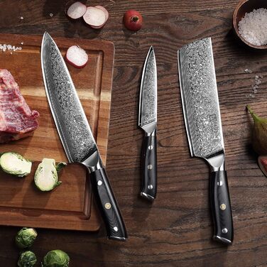 Набор ножей из дамасской стали 3 предмета VG10 Damascus PAUDIN