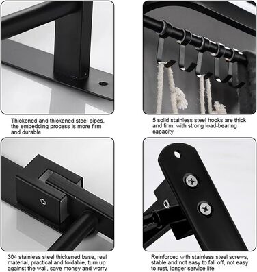 Вешалка для полотенец 58 см с крючками ‎HONPHIER