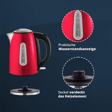KHG Электрочайник 1,7 л нержавеющая сталь/светодиодная подсветка Red KHG