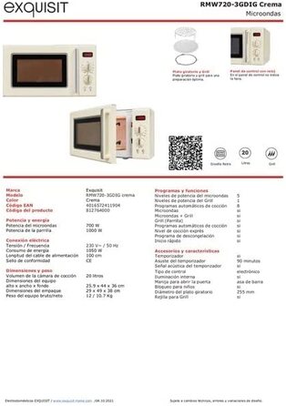 Микроволновая печь Exquisit RMW720-3GDIG / 1000 Вт / 20 л / цифровой дисплей