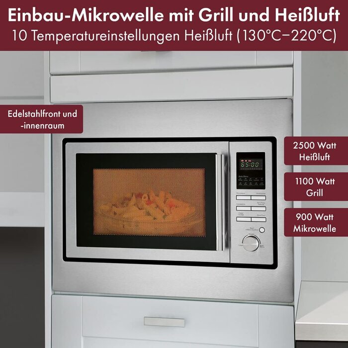 Встраиваемая микроволновая печь Bomann 3 в 1 / 900 Вт / 25 л / 10 программ