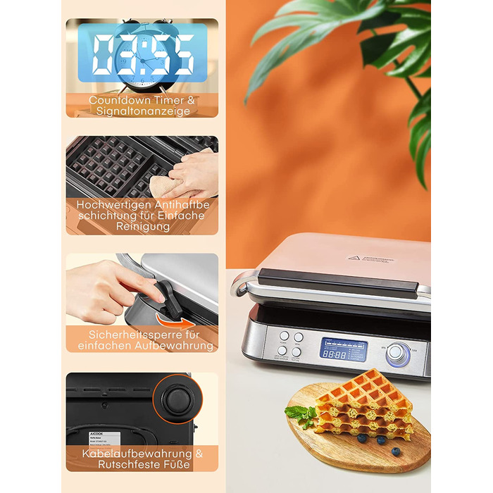 Вафельница c антипригарным покрытием 1600 Вт Thermal Pro FOHERE