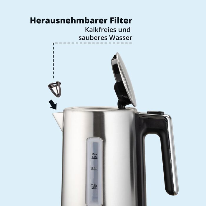 KHG Электрочайник 1 л нержавеющая сталь/пластик WK-105 ES KHG