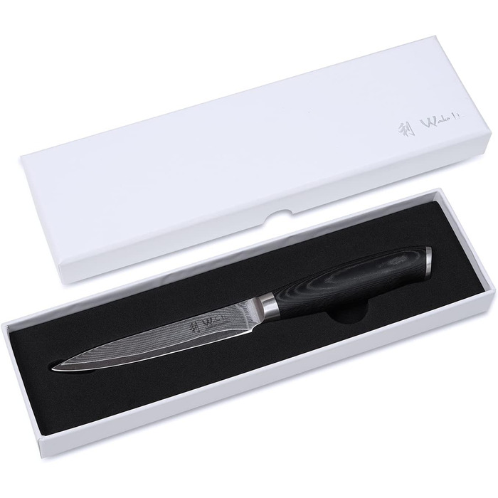 Профессиональный поварской нож из настоящей японской дамасской стали с рукояткой из микарты 12 см Wakoli Mikata