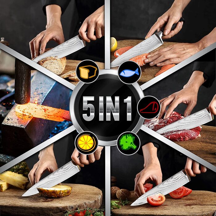 Поварской нож FlavourBomb из 67 слоев дамасской стали, рукоять из микарты, 20 см