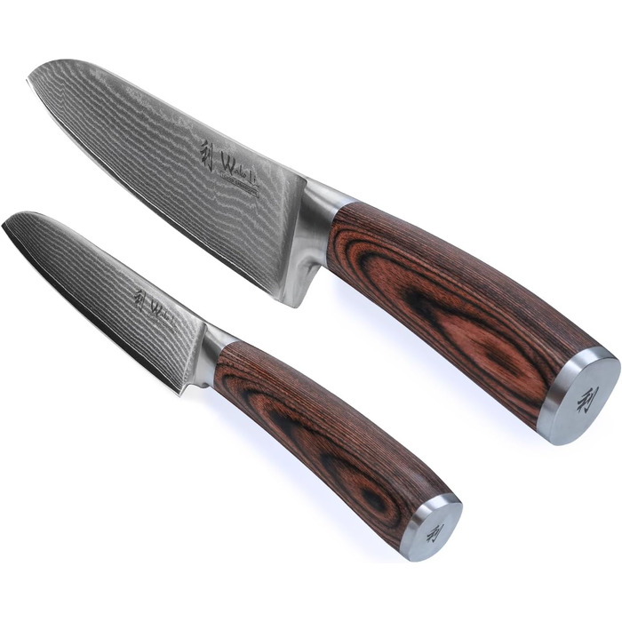 Поварской набор из 2 кухонных ножей из дамасской стали Pakka Wood Edib Wakoli