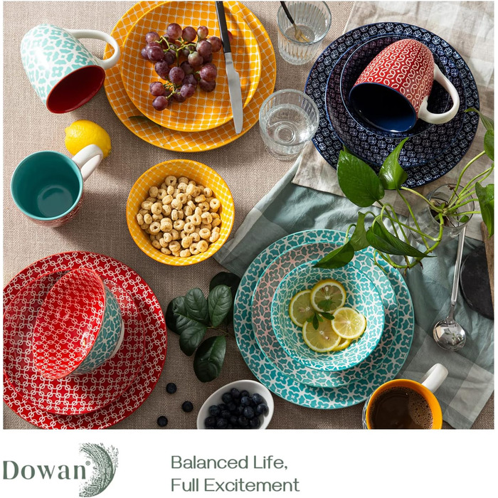 Набор керамической посуды на 4 персоны 16 предметов Multicoloured DOWAN