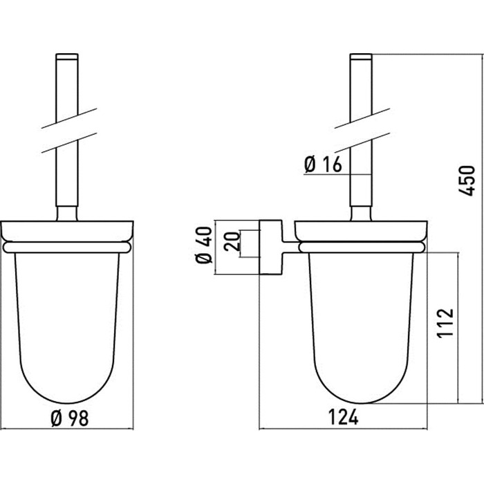 Ёршик для унитаза настенный 45 см Rondo Emco