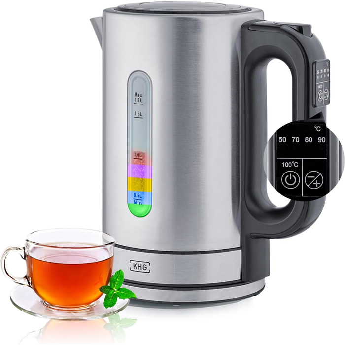 KHG Электрочайник 1,7 л 2200 Вт нержавеющая сталь WK-1703 ES KHG