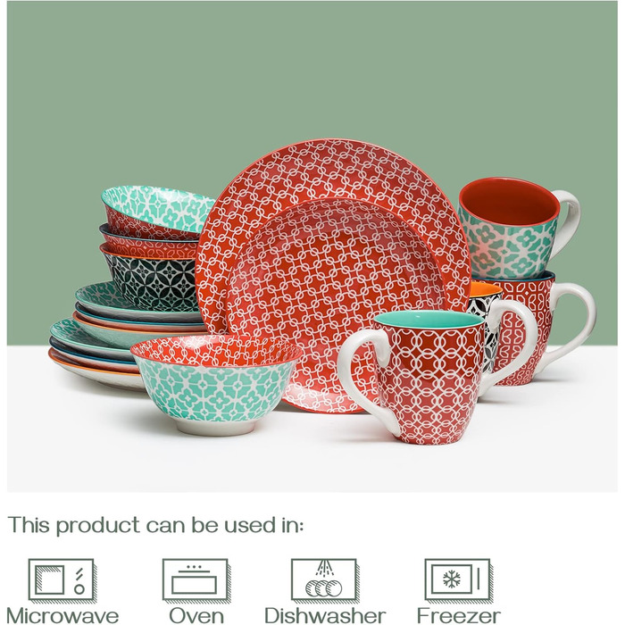 Набор керамической посуды на 4 персоны 16 предметов Multicoloured DOWAN