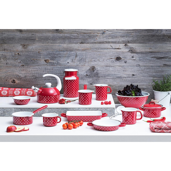 Кастрюля 0.5 л 12 см, эмалированная, красная Riess 0126-077