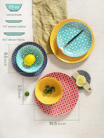 Набор керамической посуды 12 предметов Colourful Flowers DOWAN