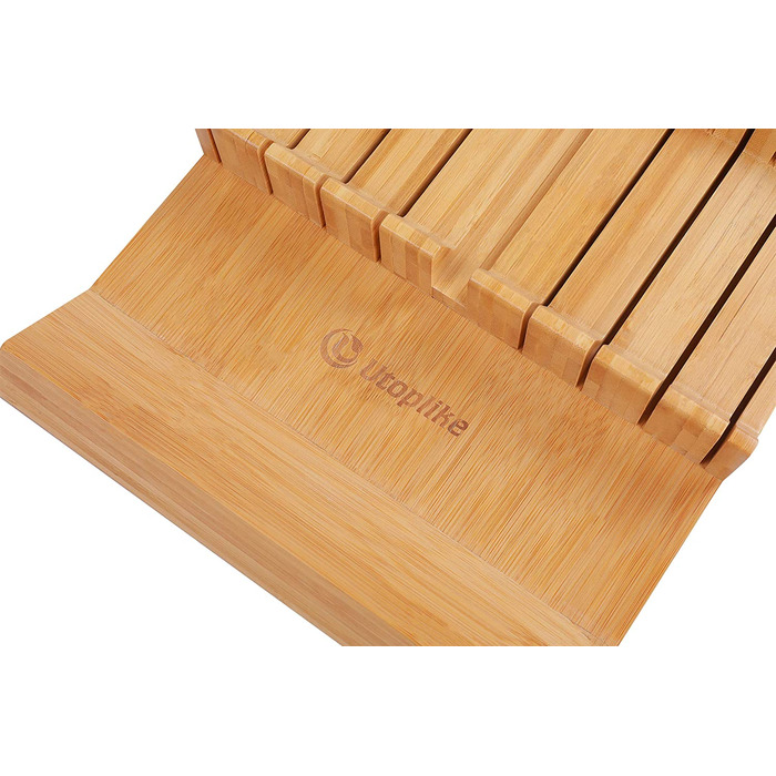 Подставка для ножей Utoplike из бамбука, вмещает 16 ножей и одну точилку для ножей