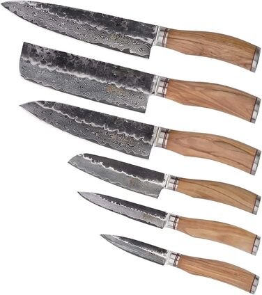 Нож-топорик 17 см дамасская сталь/оливковое дерево HS Series Nakiri Wakoli