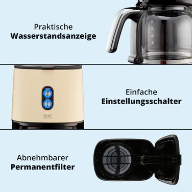 Кофемашина и электрочайник 2 предмета Cream Retro Vintage KHG