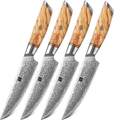 Набор из 4 ножей для стейка из дамасской стали XINZUO