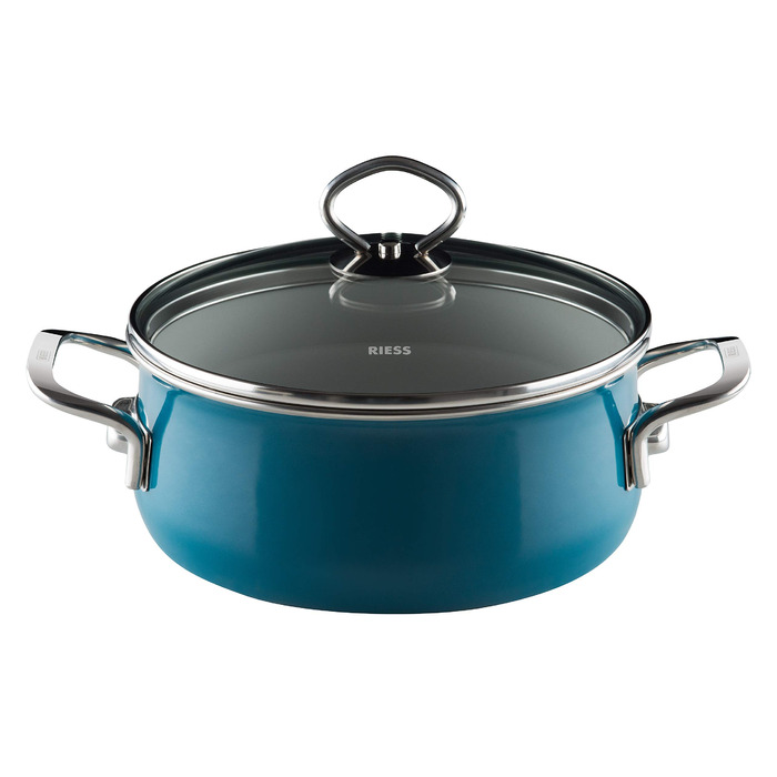 Кастрюля со стеклянной крышкой Ø 24см, АКВАМАРИН СИНИЙ Riess