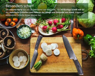 Wakoli Набор из 3 профессиональных кухонных ножей дамасская сталь/дерево пакка Edis Wakoli