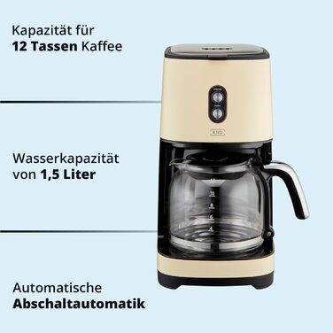 Кофемашина и электрочайник 2 предмета Cream Retro Vintage KHG