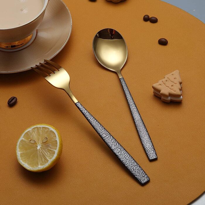 Набор столовых приборов 30 предметов Black Gold HOMQUEN