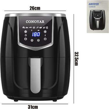 Фритюрница CONOYAR XXL AF336 / 4,5 л / 1300 Вт / 8 программ