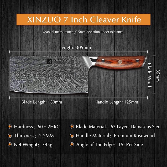 Нож-топорик из дамасской стали 18 см Yi Series XINZUO