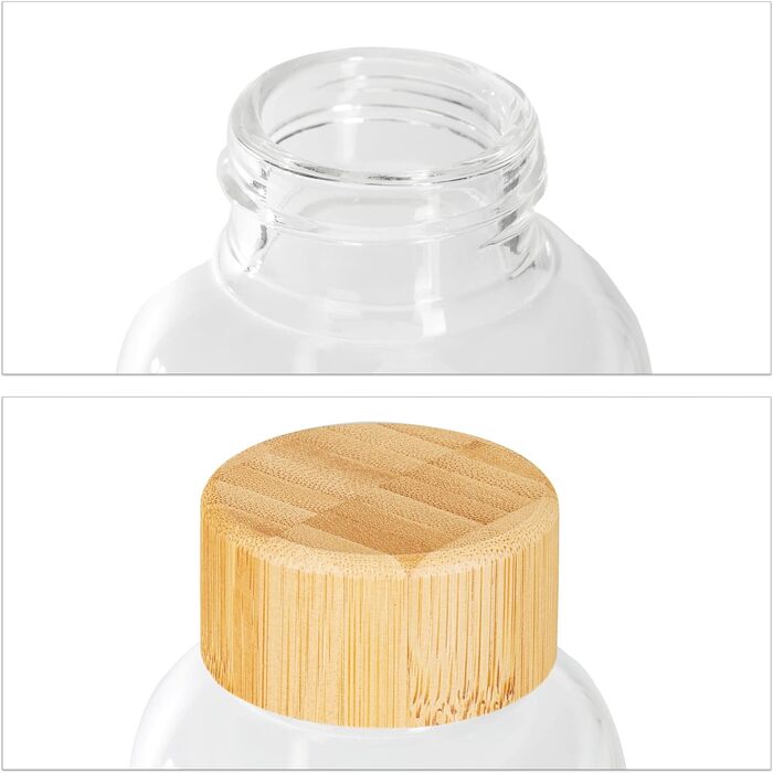 Набор из 6 бутылок для воды с бамбуковой крышкой 0,5 л Relaxdays