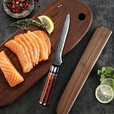 Поварской нож для рыбы F FANTECK из 67 слоев дамасской стали, 14 см