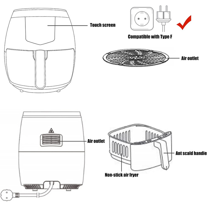 Фритюрница CONOYAR XXL AF336 / 4,5 л / 1300 Вт / 8 программ