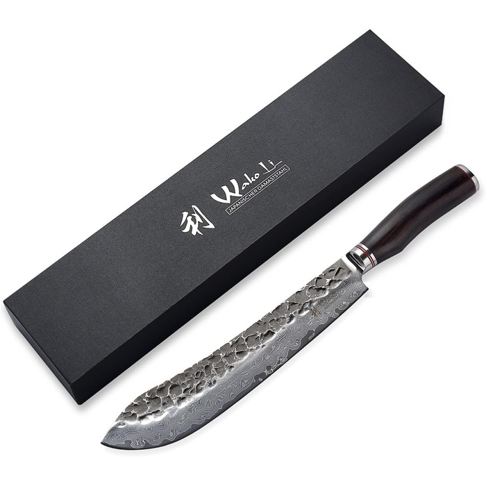 Профессиональный поварской нож из настоящей дамасской стали с рукояткой из дерева пакка 25 см Wakoli Ebo