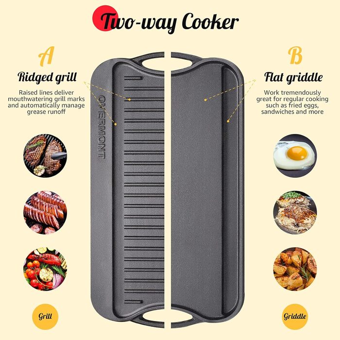 Чугунная решетка для гриля 43,2 x 24,9 Overmont