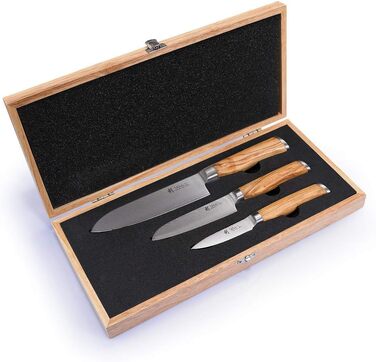 Набор из 3 ножей из дамасской стали Olive Wakoli