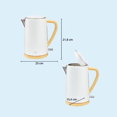 KHG Электрочайник 1,7 л нержавеющая сталь/пластик скандинавский стиль White KHG