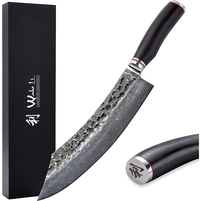 Профессиональный поварской нож из настоящей дамасской стали с дерева пакка 25 см Wakoli Ebo
