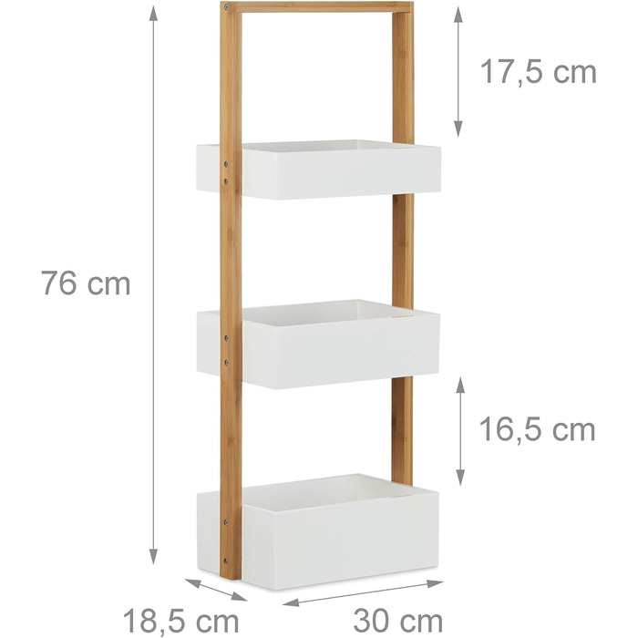 Полка для ванной комнаты с 3 корзинами 76 x 30 x 18,5 см Relaxdays