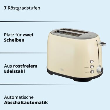 KHG Тостер на 2 ломтика 18 x 31 x 20 см/7 уровней поджаривания KHG