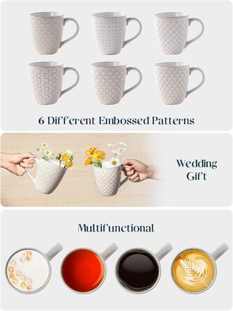 Набор кофейных кружек 0,56 л 6 предметов Vintage White DOWAN