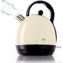 KHG Электрочайник 1,7 л ретро дизайн нержавеющая сталь/пластик Cream KHG