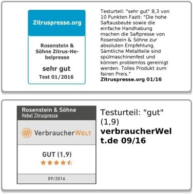 Ручная соковыжималка для цитрусовых Rosenstein &amp; Sons Squeezer &quot;Premium&quot; XL