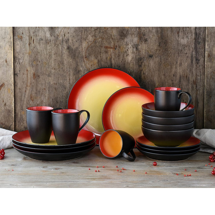 Столовый сервиз на 4 человека 16 предметов Hot Red Series CreaTable