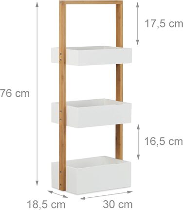 Полка для ванной комнаты с 3 корзинами 76 x 30 x 18,5 см Relaxdays