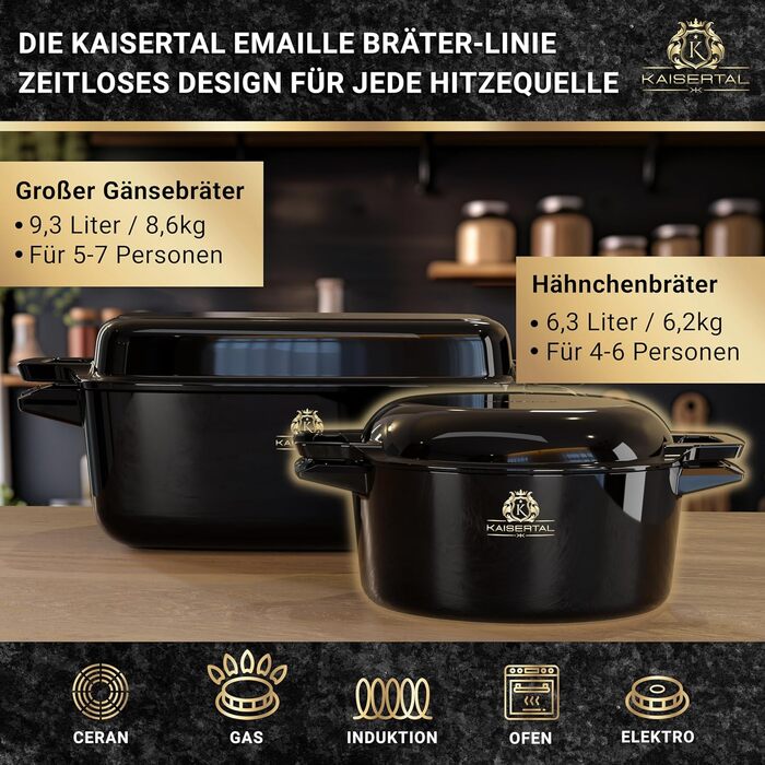 KAISERTAL Жаровня 26 см/4,8 л с крышкой-сковородой 1,8 л чугун KAISERTAL