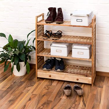 Деревянная полка для обуви с ящиком 81 x 70 x 27 см Relaxdays