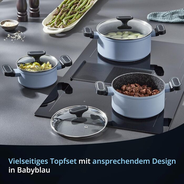 KHG Набор из 3 кастрюль 16/20/24 см алюминий/антипригарное покрытие Lightblue KHG