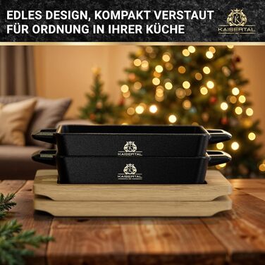 KAISERTAL Набор из 2 сервировочных сковород чугун/дерево KAISERTAL