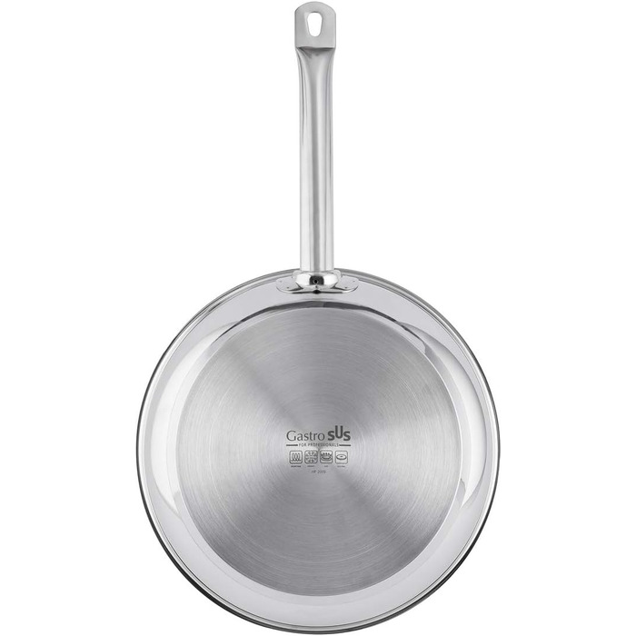 Сковорода 24 см нержавеющая сталь серебро Industar Gastrosus