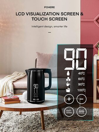 Электрочайник с двойными стенками 1,7 л 2200 Вт Black FOHERE